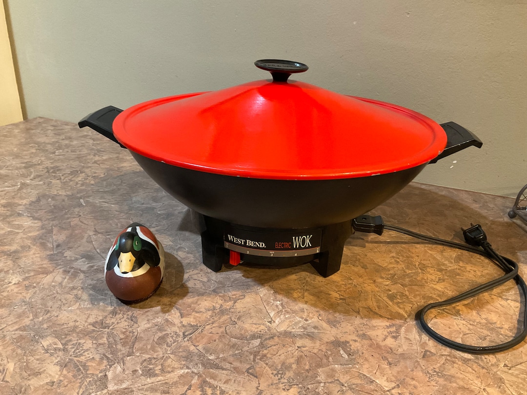 West Bend Electric Wok Red, Vintage Electric Wok, Vintage Stir Fry Pans