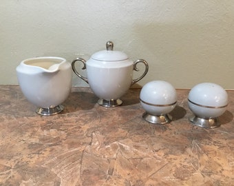 FLINTRIDGE China, Miramar (Rim) by FLINTRIDGE Creamer, Sugar bowl, or  Salt and pepper shaker, vintage