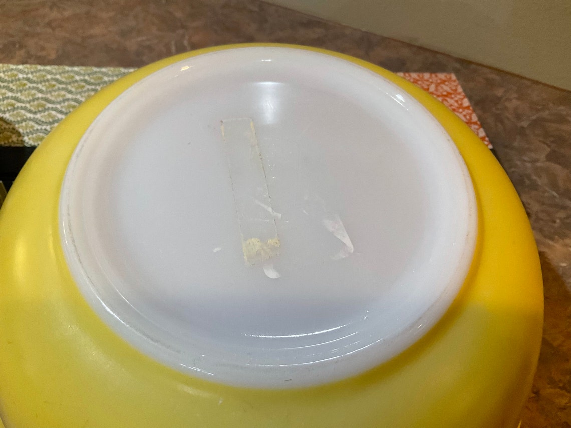 Glasbake Large Mixing Bowl With Handles 70s Yellow MCM Vintage Etsy