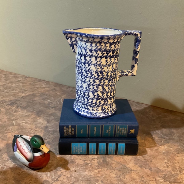 Blue Spongeware Pitcher Etsy