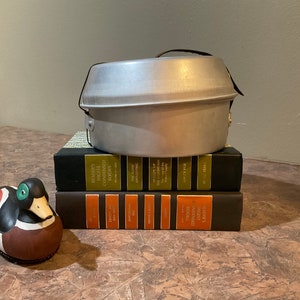 Aluminum Camping Campfire Cooking Pans, Boy Scout, Vintage, pan with two cups.