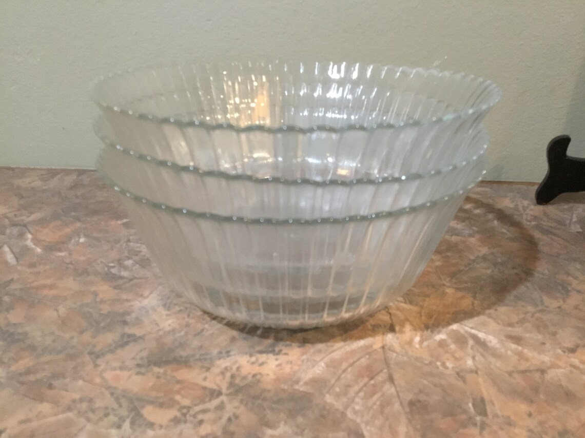 Arcoroc vintage clear Glass ribbed bowl medium bowl made Etsy