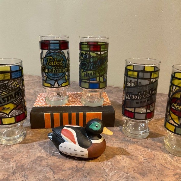 Stained Glass Beer Glasses Etsy