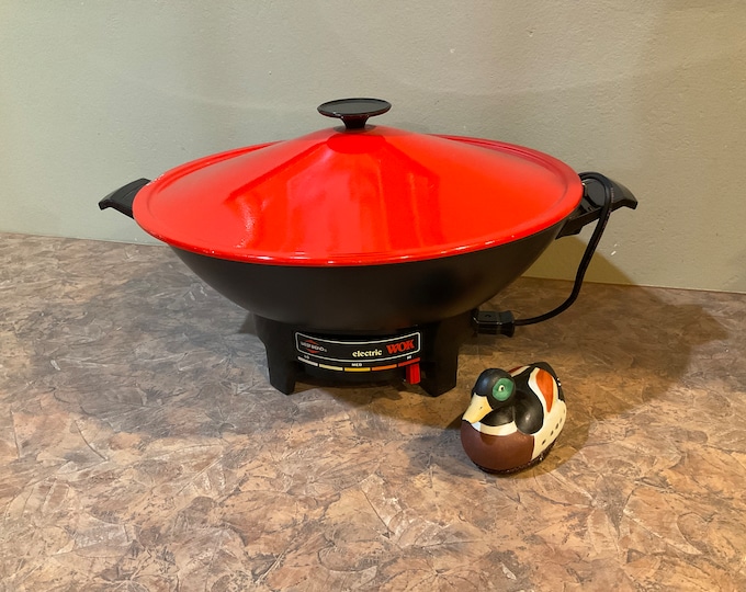 West Bend Electric Wok Red, Vintage Electric Wok, Vintage Stir Fry Pans