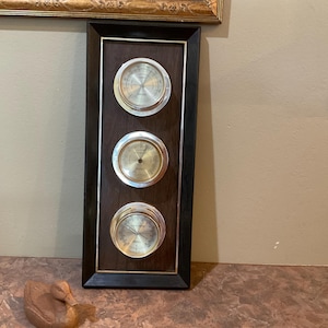 Springfield Weather Station Midcentury Barometer Hygrometer Thermometer Wall Decor with Key, Vintage
