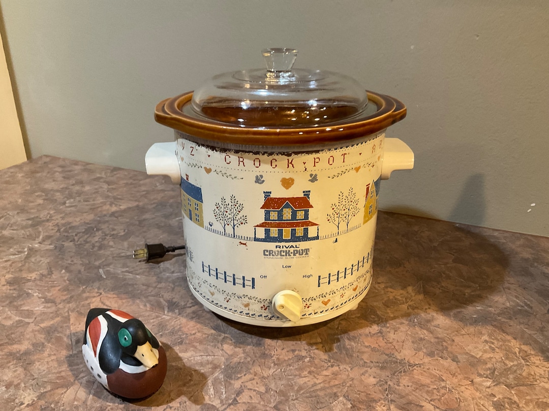 Rival Crock Pot 3150/2 Brown Cross Stitch Slow Cooker 3.5 Qt Stoneware
