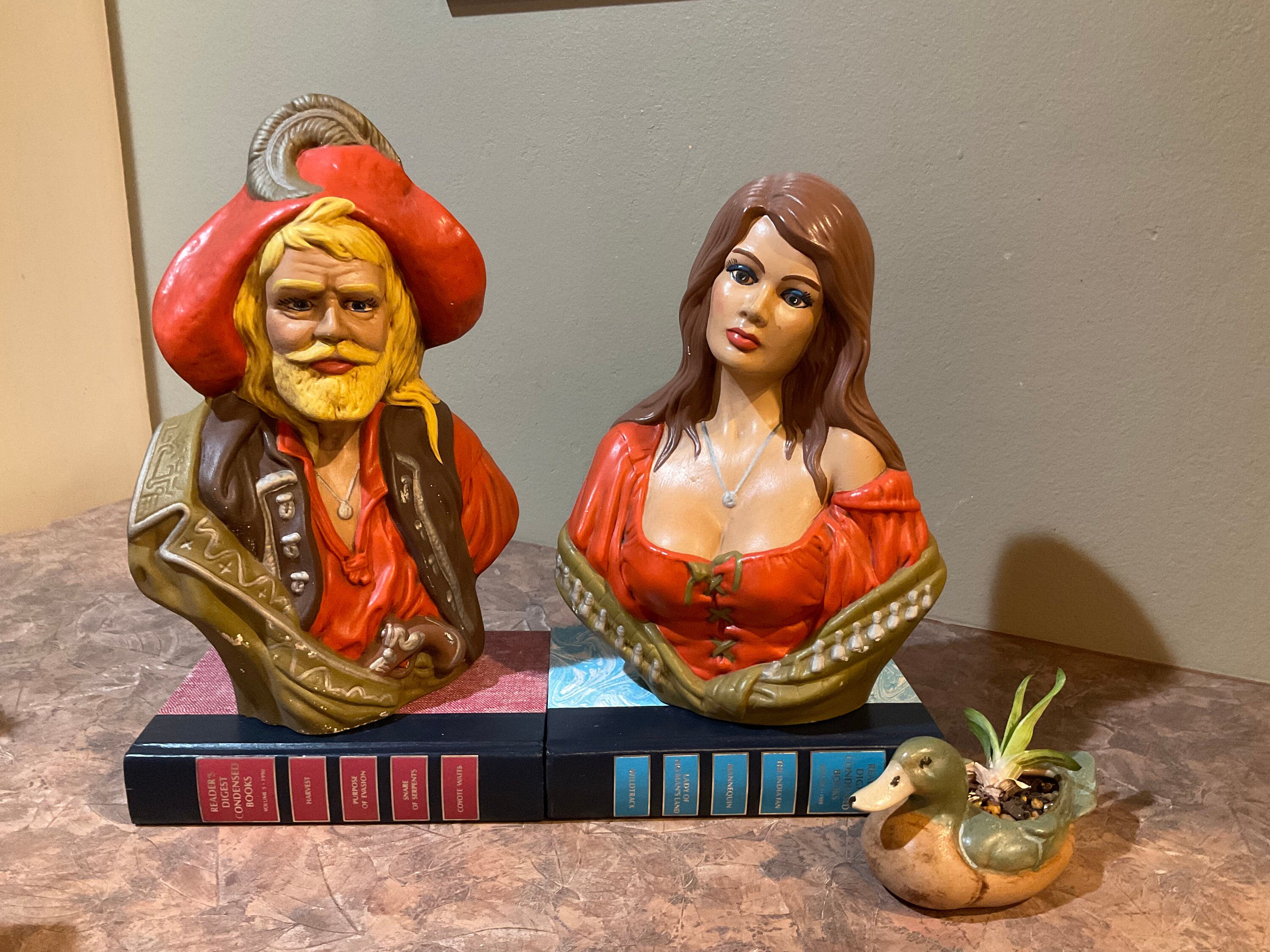 Holland Mold Ceramic Bust, Pirate Buccaneer & Maiden Gypsy