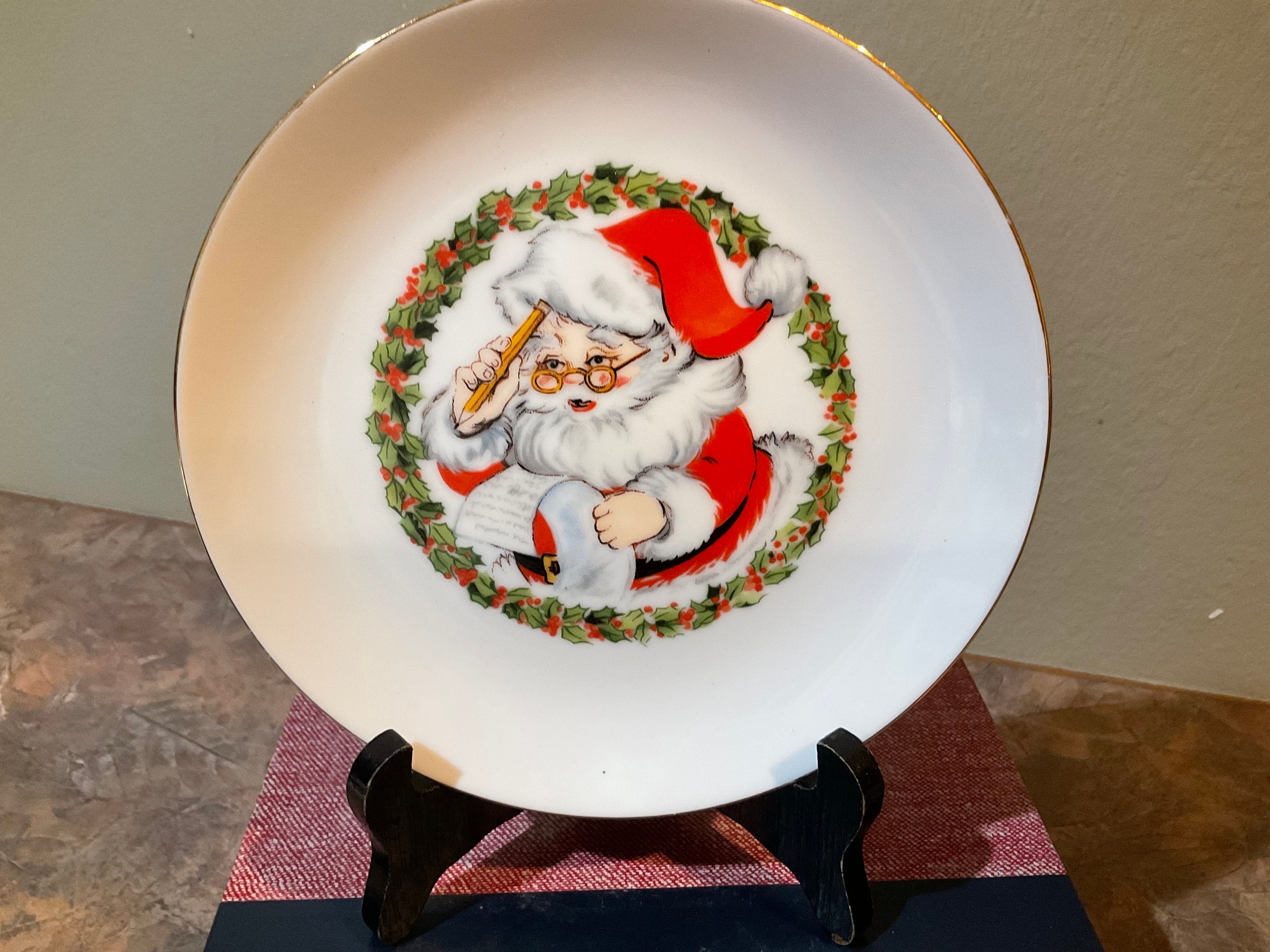 JASCO クリスマスプレート ジョリーサンタ 高級磁器装飾プレート 22K