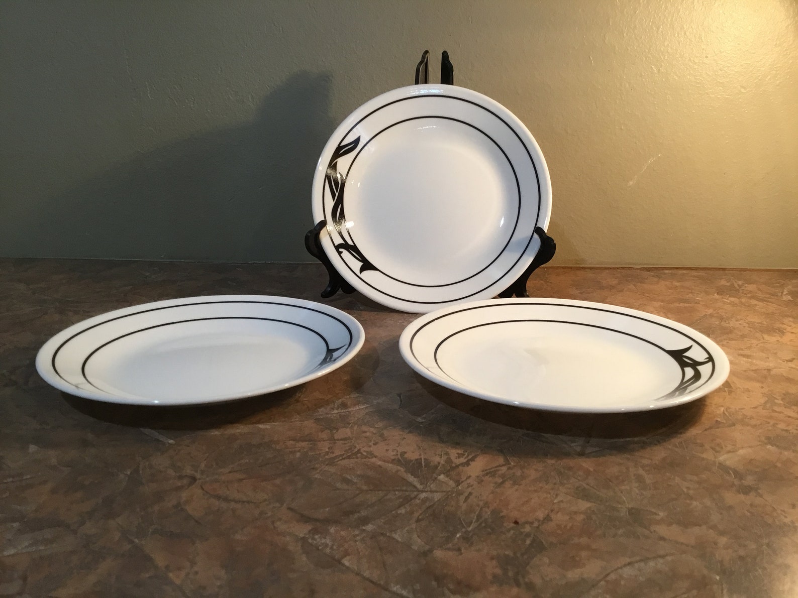 Vintage Corelle Black Lyric small plate saucer Etsy