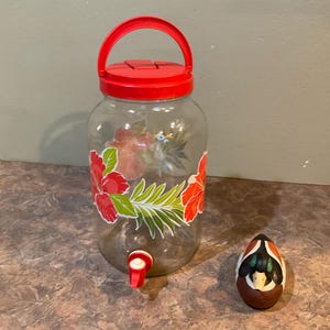 Sun Tea-burk med vassmönster, isteburk i glas, 1 gallon teburk, Sun Tea-burk med lock och dispenser, vintage