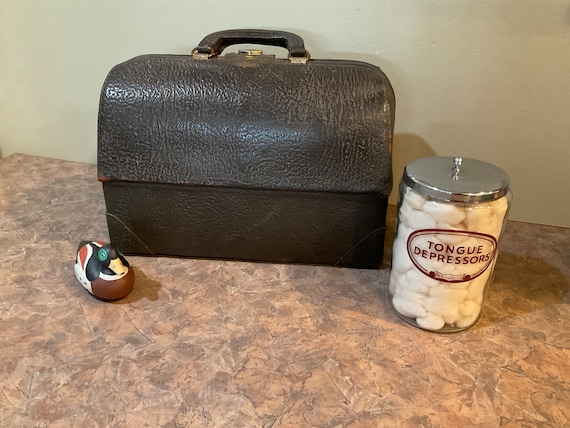 EMDEE by SCHELL Doctor Leather Bag, Old Medicine Satchel, Full of