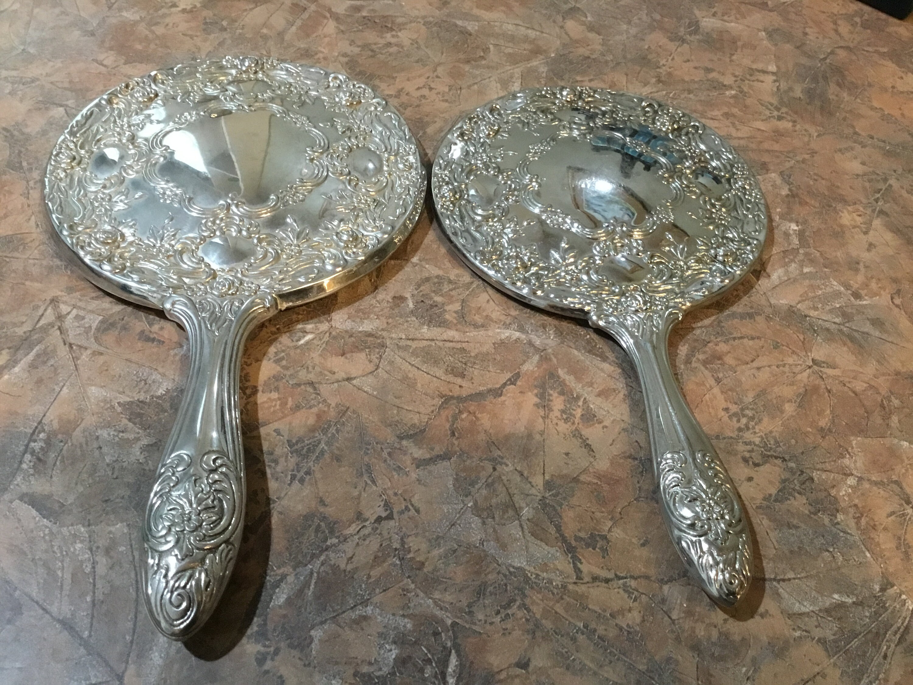 Victorian Silver handheld mirror heavy art deco 1960s antique Etsy