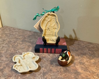 Brown Bag Cookie Art Santa Claus Christmas Ceramic Mold 1983 Vintage And STONEWARE BAKING MOLD Jengibre con molde de pan de caña de caramelo, con receta