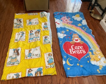 Care Bear Sleeping Bag Bedtime Bear Moon Stars Blue Hearts Clouds Or Holly Hobbie Sleeping Bag Bedtime Flowers Yellow Retro