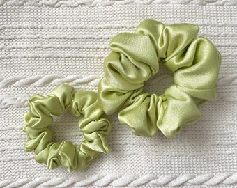 The Tokyo Tea Scrunchie | Scrunchie Set | Green Crepe Satin Scrunchie