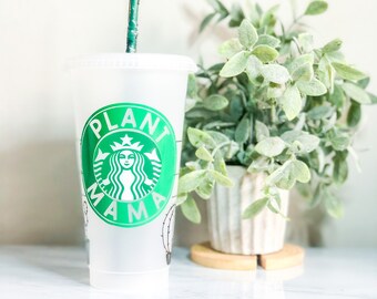 Custom Plant Mama Succulent Venti Starbucks Cold Tumbler | Personalized Gift | Cactus