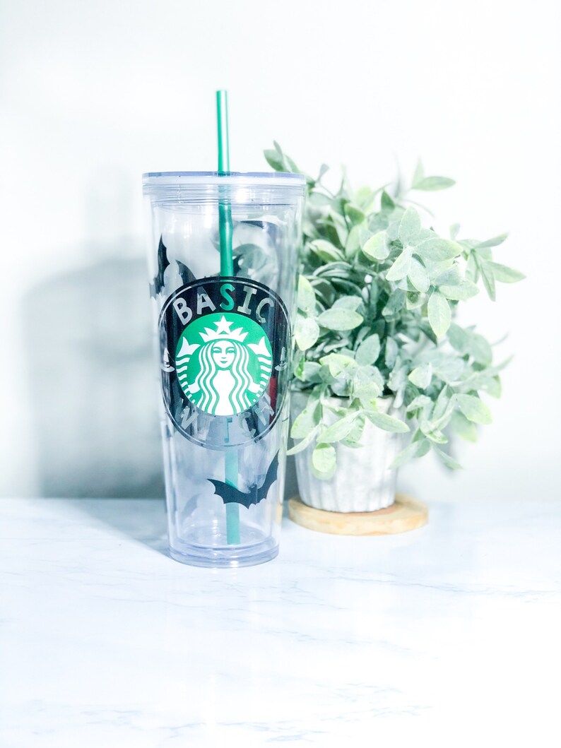 Custom Basic Witch Venti Starbucks Tumbler Personalized Gift Fall Vibes October Spooky Halloween image 1