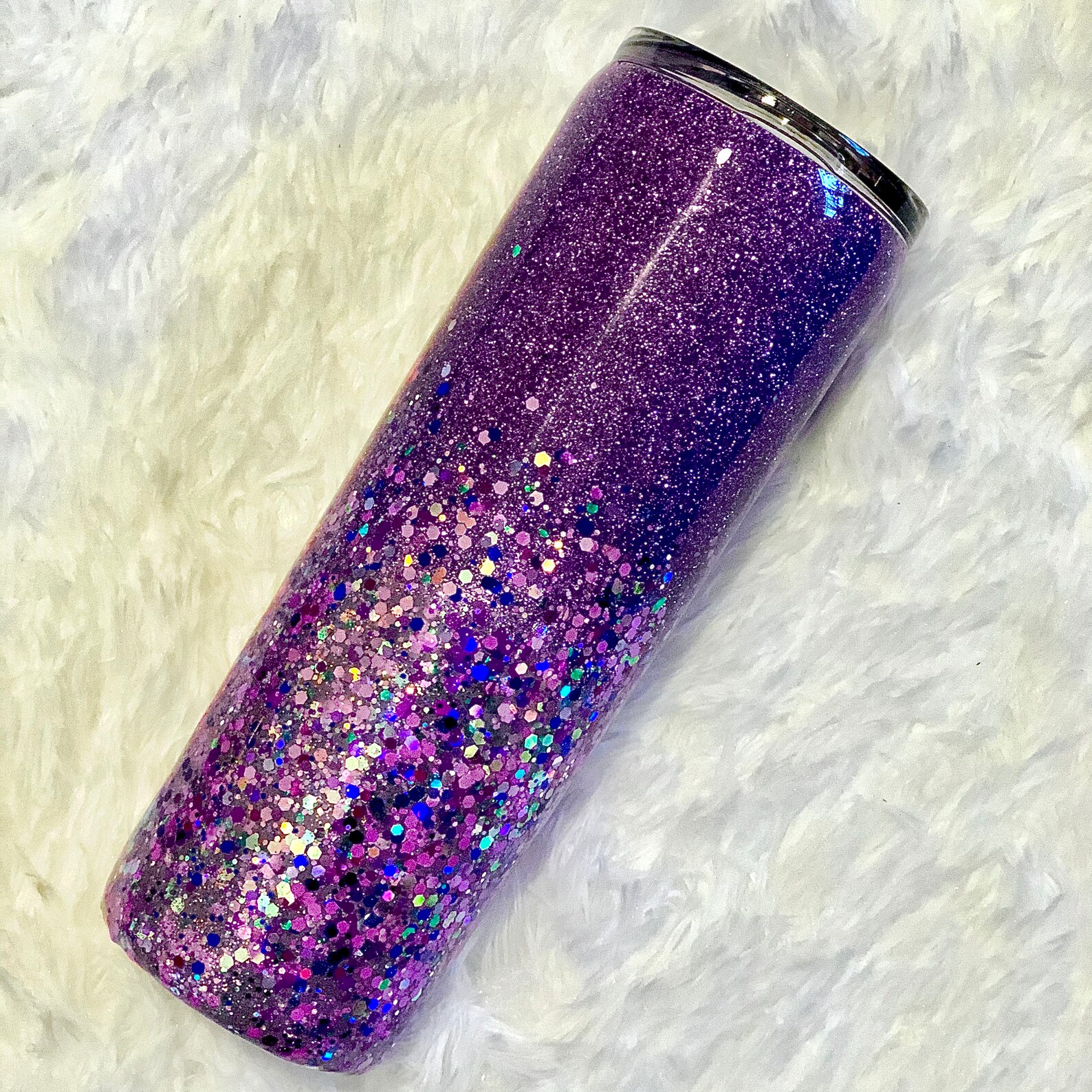 Purple Glitter Tumbler 20oz Skinny Tumbler Customized Etsy