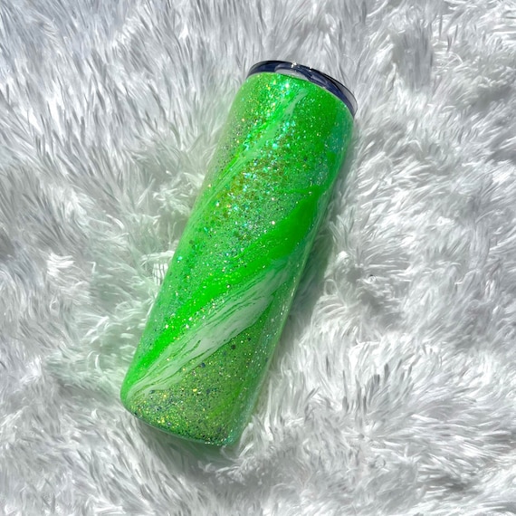 20oz Lime Green Milky Way Tumbler, Green Glitter Tumbler, 20oz Glitter  Tumbler, 30oz Skinny Tumbler, Customized Tumblers, Tumbler With Straw 