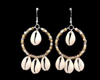 Cowrie Shell Hoops