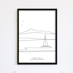 Goatfell Line Drawing Print, Minimalist Wall Art, Black and White Art, Nature Inspired Decor