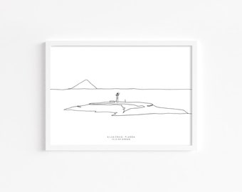 Isle of Arran - Ailsa Craig - Pladda Line Drawing Print | Wall Hanging | A4 | Wall Decor | Isle of Arran