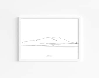 Holy Isle Line Drawing Print | A4 | Line Drawing | Line Print | Wall Decor | Wall Hanging | Isle of Arran