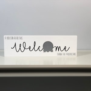 Spaceship Earth inspired freestanding wooden sign for home decor