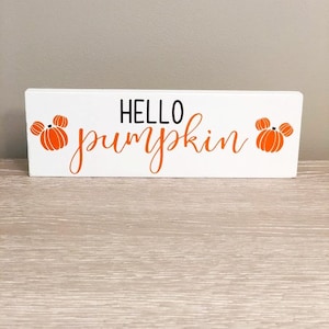 Mickey Mouse Hello Pumpkin Wooden Sign