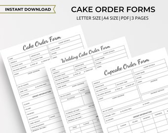 Editable Cake Order Form, Cupcake Order Form, Baking Order Form, Bakery Order Form, Home Bakery Planner, Small Business Forms, Printable, A4