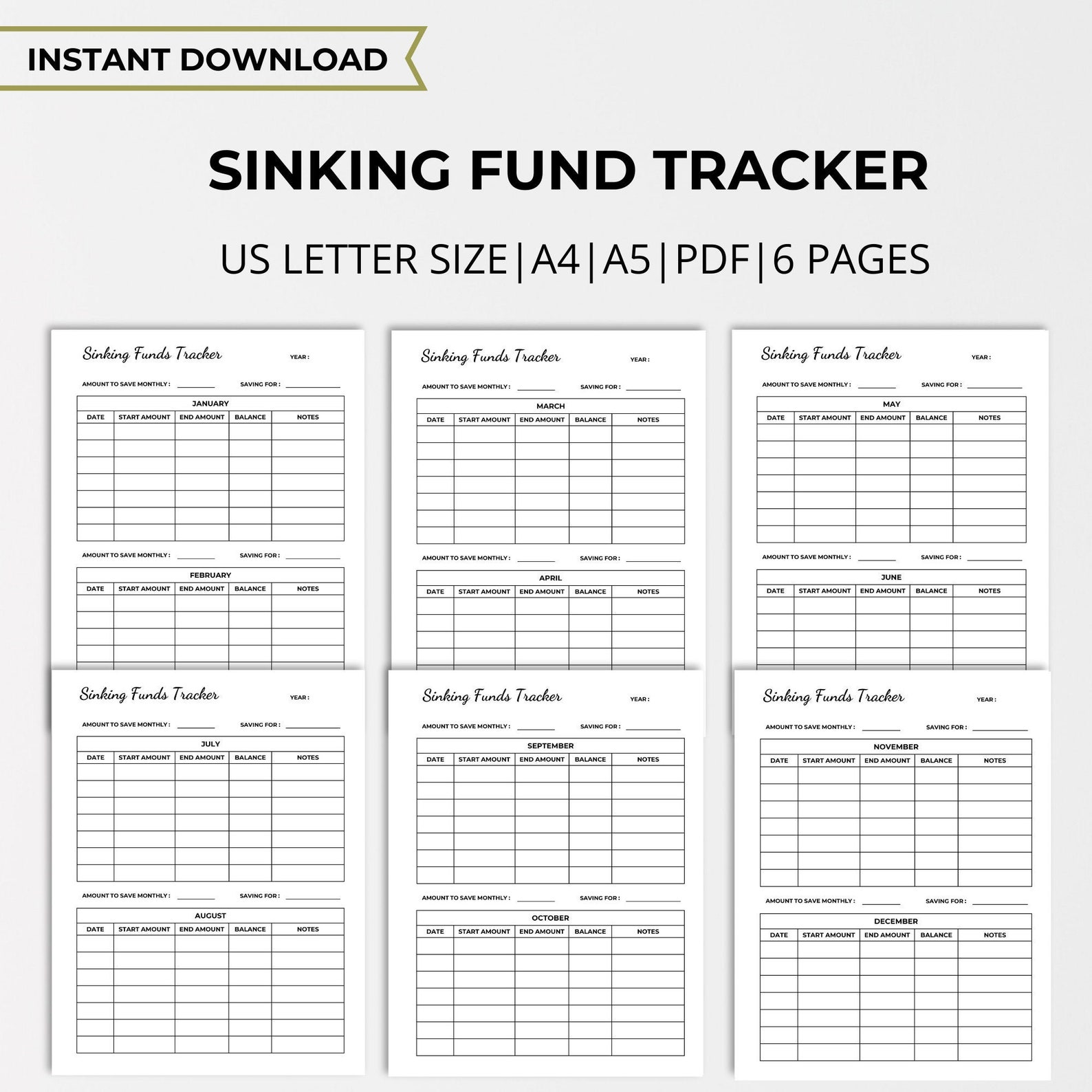 Sinking Funds Tracker Printable Budget Planner Monthly - Etsy
