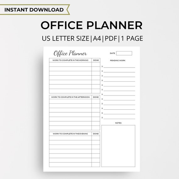 Work Planner Office Planner Work From Home Daily Work Log Etsy