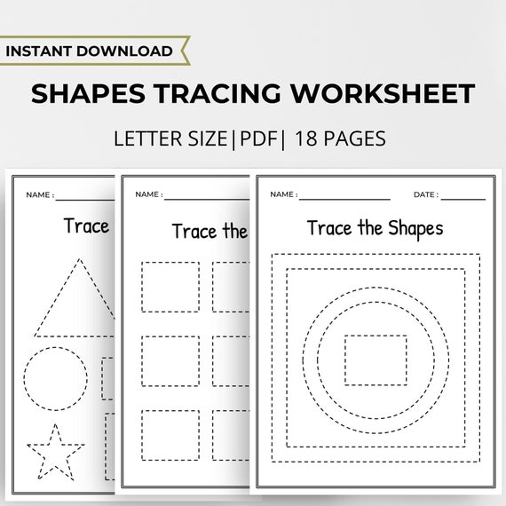 preschool shapes printables shapes tracing tracing etsy