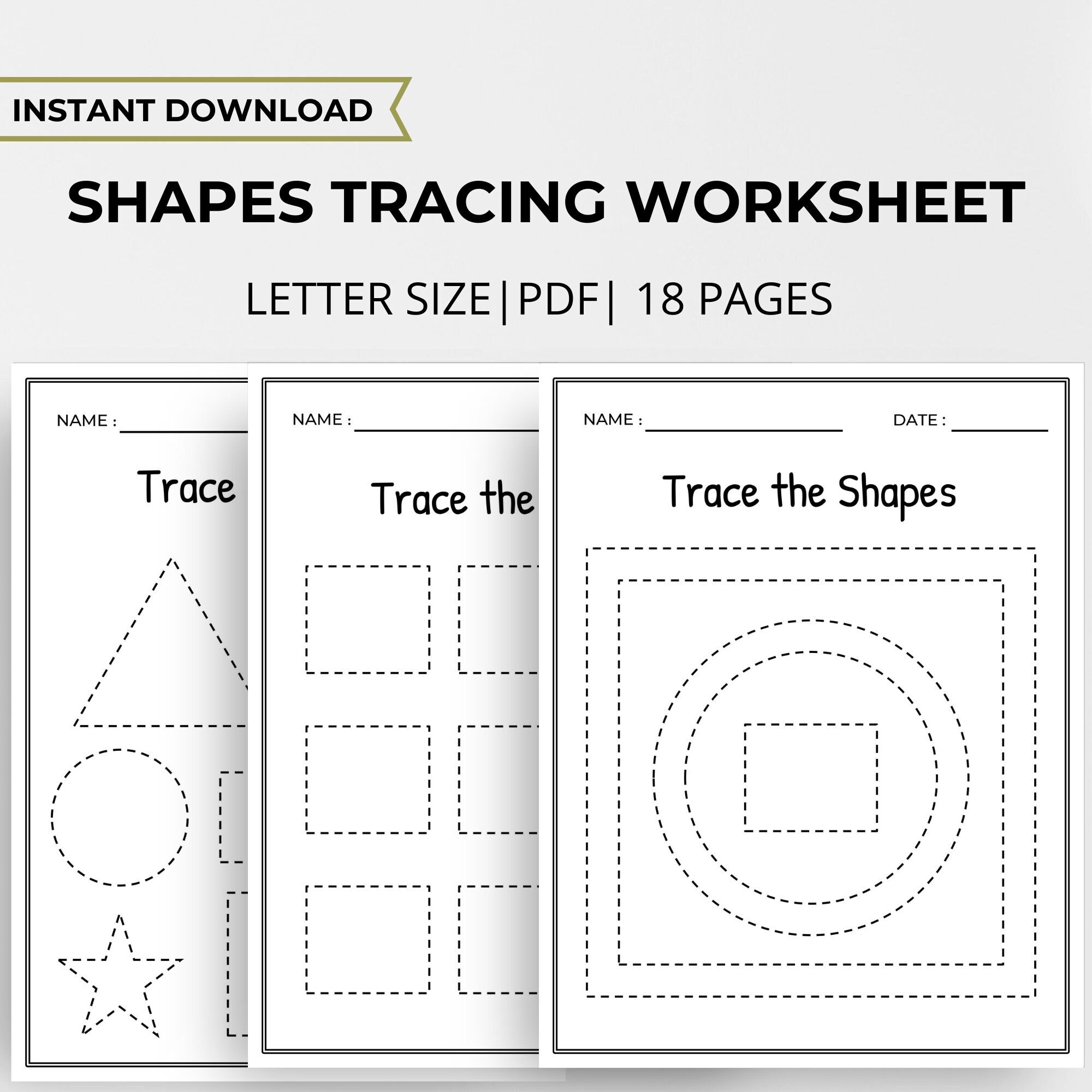 preschool shapes printables shapes tracing tracing etsy