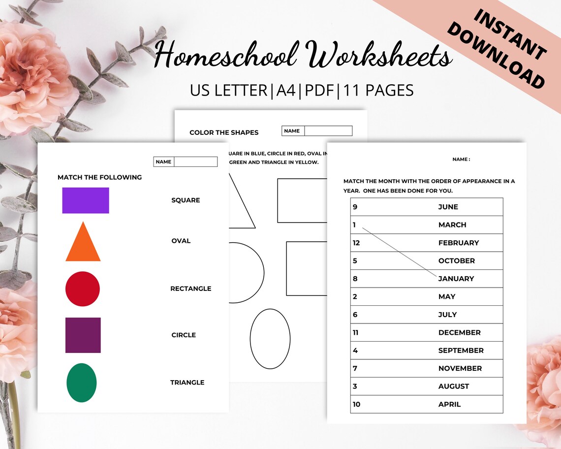 Homeschool Printable Worksheets for Kids Kindergarten Math - Etsy