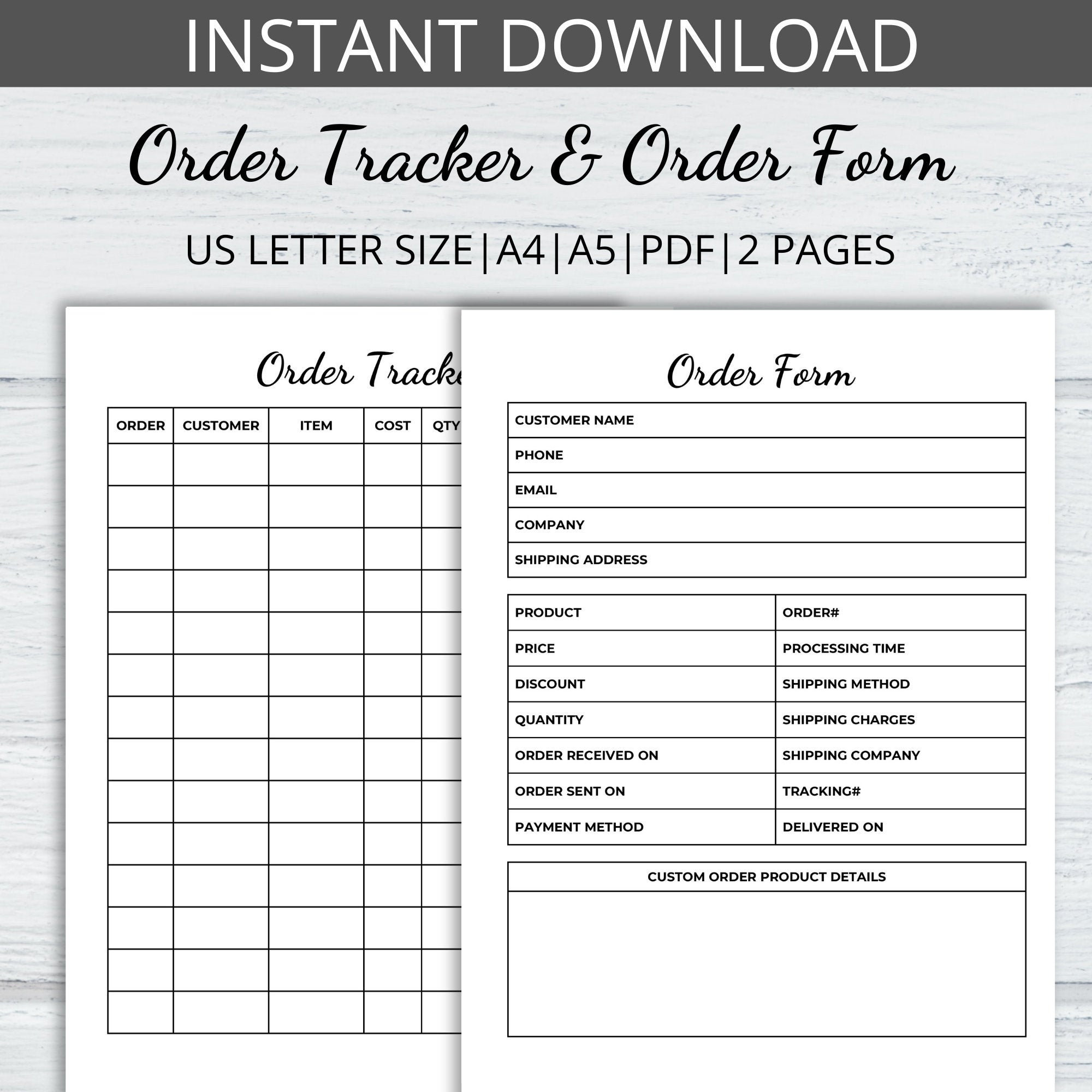 Printable Free Small Business Order Form Template