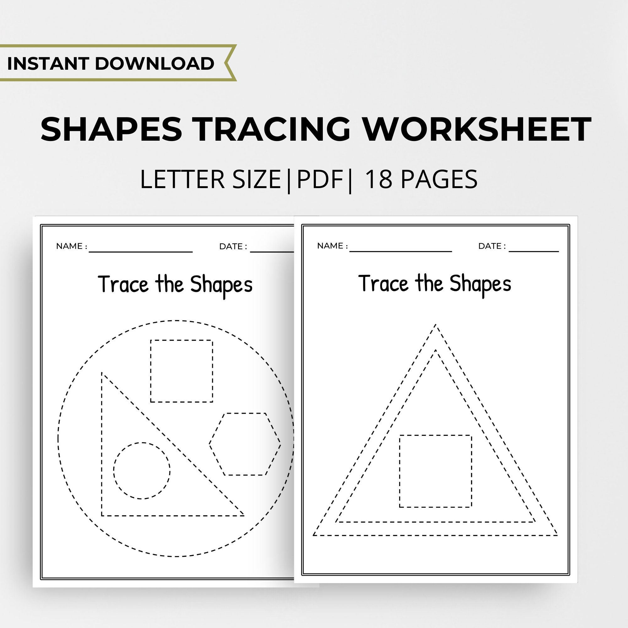 preschool shapes printables shapes tracing tracing etsy