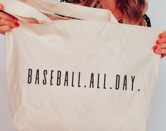 Personalized Baseball Tote Bag, Custom Baseball Mom Bag, Canvas Sports Tote, Team Mom Gift, Baseball Gift for Her