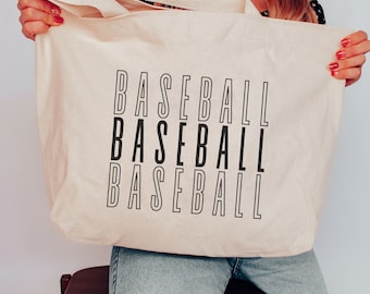 Baseball Mom Tote Bag, Personalized Baseball Tote, Custom Canvas Sports Bag, Team Mom Gift, Baseball Coach Gift