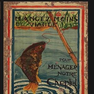 Vintage French Fishing Sign Fish Sign, french sign, . Retro wall sign, Fishing Sign