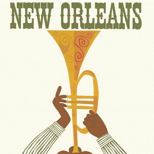 Vintage Visit New Orleans Print, New Orleans Print, Vintage Print, Travel Print, USA Travel Print