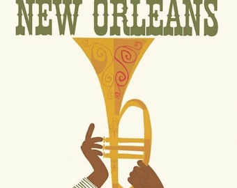 Vintage Visit New Orleans Print, New Orleans Print, Vintage Print, Travel Print, USA Travel Print
