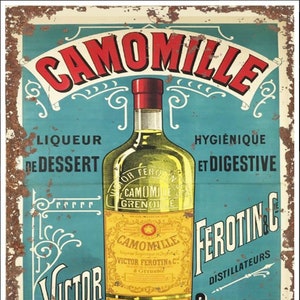 Vintage French Liquer Ad Sign liquer Sign, french sign, . Retro wall sign, Camomile Sign
