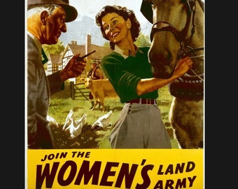 Vintage Join The Women's Land Army  sign, Wartime sign, vintage sign. Retro wall sign, propaganda sign