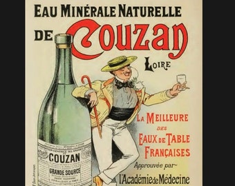 Vintage French Mineral Water Ad metal sign,  french sign, . Retro wall sign,art deco sign