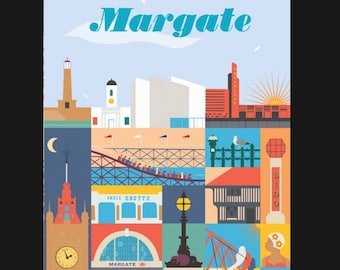Vintage Visit Margate metal Sign, Margate sign, vintage sign. Retro wall sign,