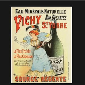 Vintage French Mineral Water Ad metal sign,  french sign, . Retro wall sign,art deco sign
