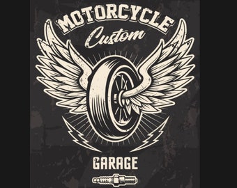 Vintage Motorcycle Custom metal Sign, Garage sign, vintage sign. Retro wall sign, mechanic sign