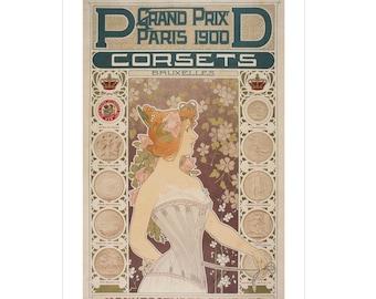 Vintage French Corset Ad metal sign, French Sign, vintage sign, . Retro wall sign,