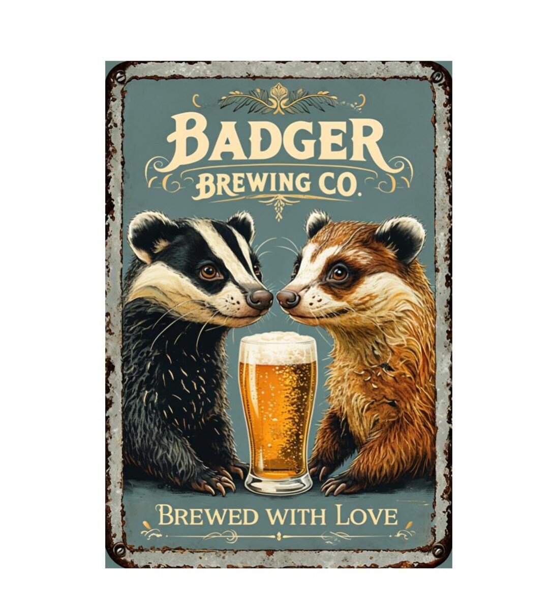 Badger Brewing Co Retro Sign, Beer Sign. Badger Plaque, Badger Sign ...